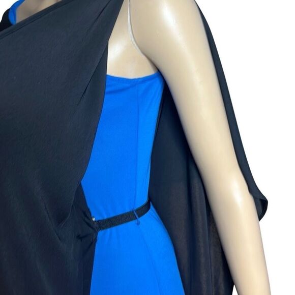 BCBG Max Azria Asymmetrical Drape Black Blue Dress (022) - Picture 7 of 15